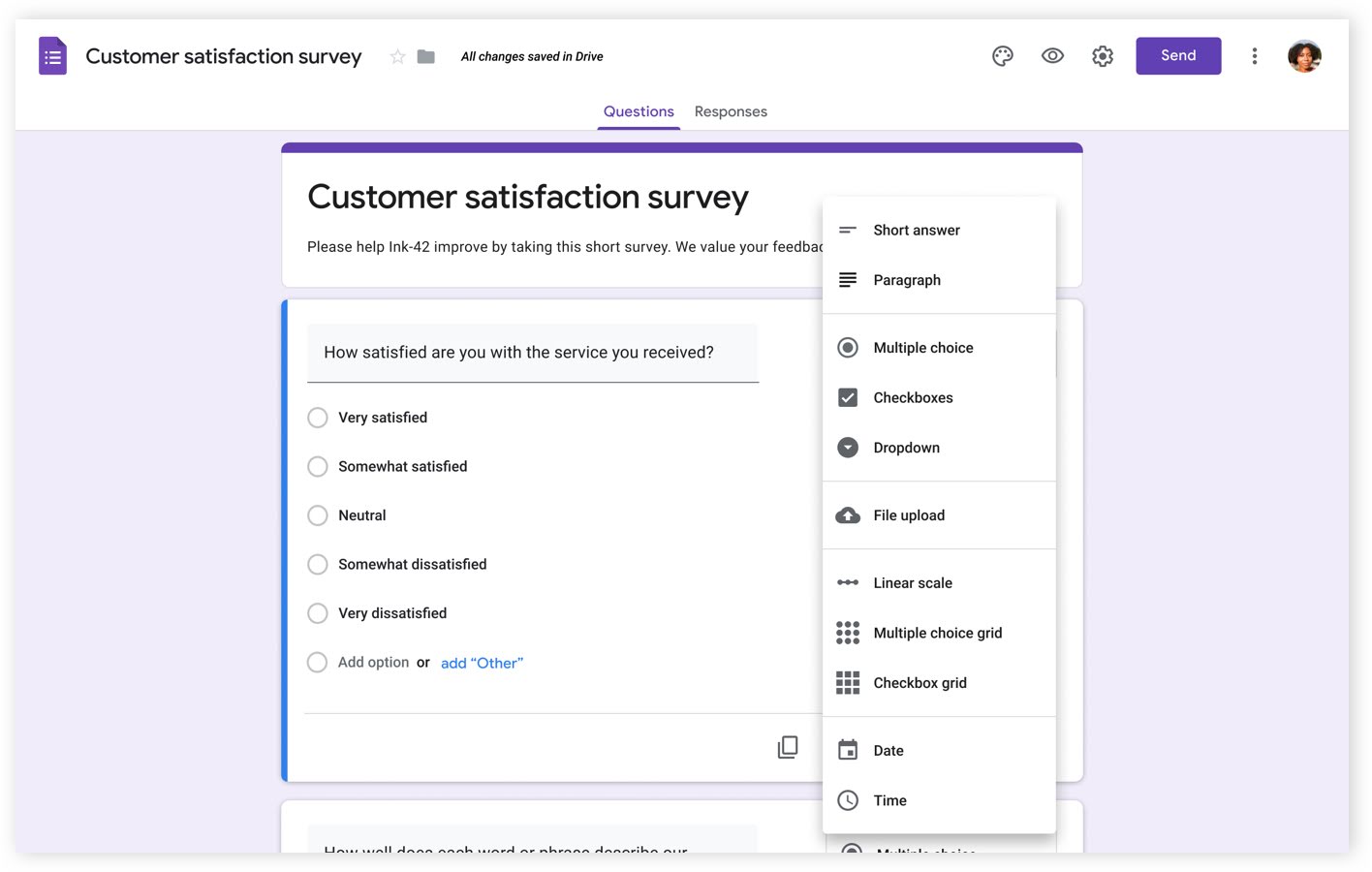 screenshot of Google Forms